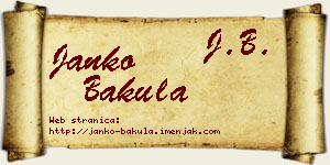 Janko Bakula vizit kartica